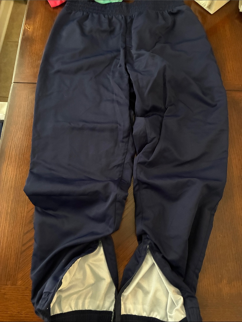 Varsity Navy Track Joggers with Zip Hem